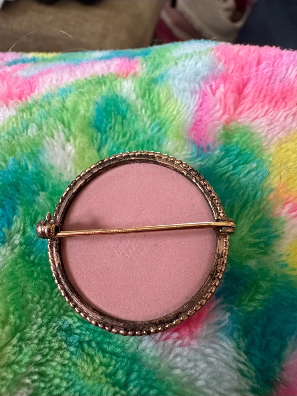 Wedgwood Pink Round Brooch with White Classical Relief